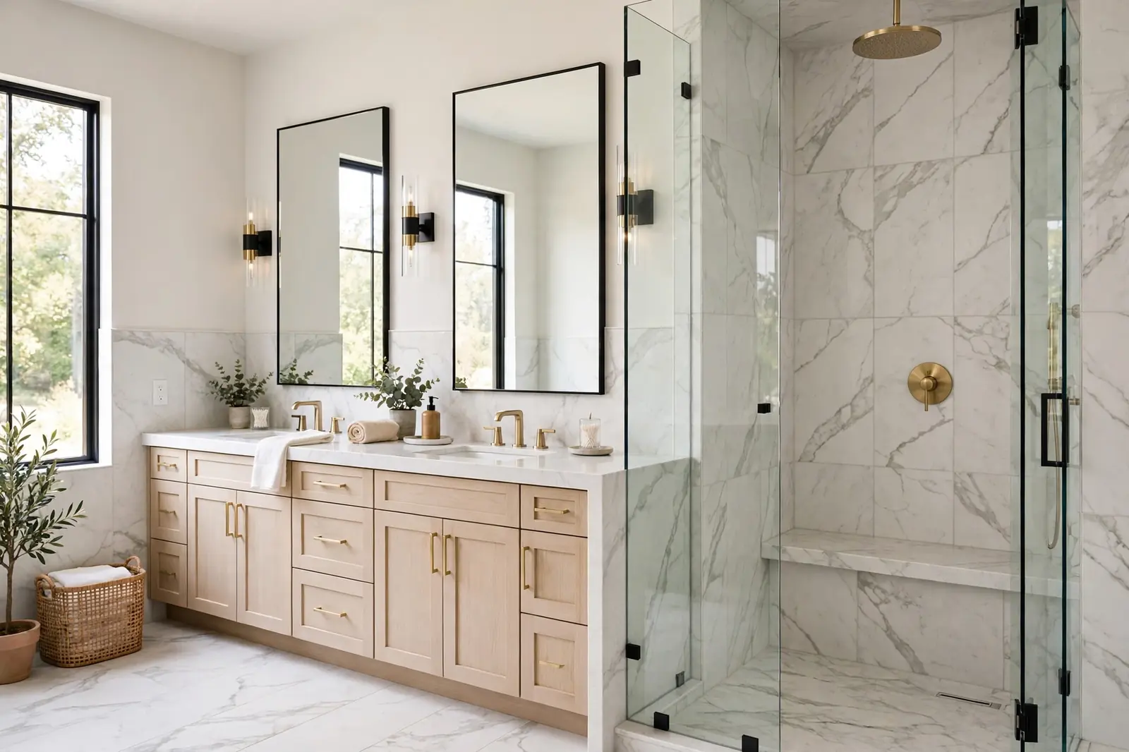 Bathroom remodeling Atlanta GA - luxury master bathroom with walk-in shower and freestanding tub